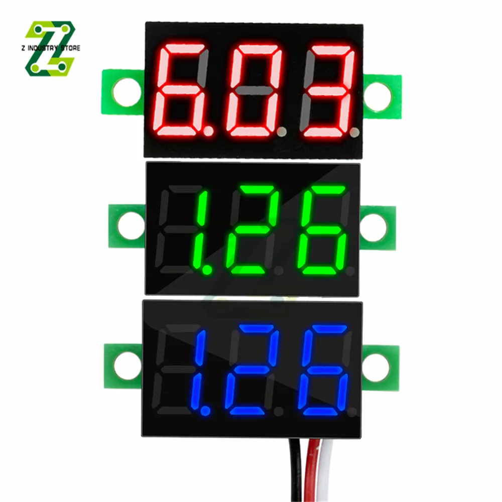 

0,36 дюймовый цифровой вольтметр красный зеленый синий постоянный ток 0-30 в 3 линии 3-значный измеритель напряжения