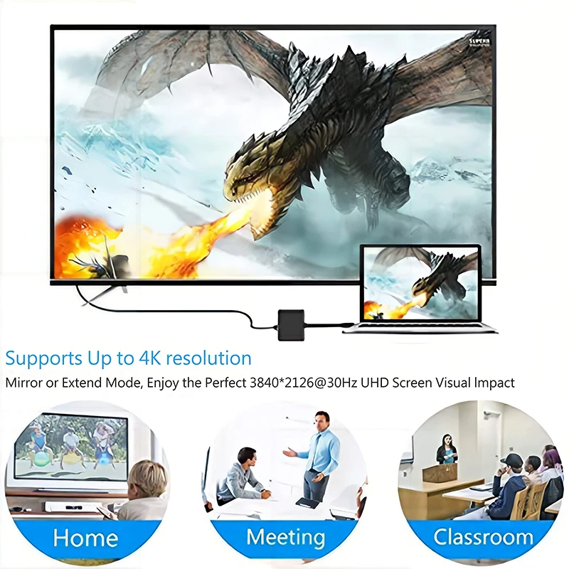 Адаптер USB типа C в HDMI Многопортовый AV-конвертер с выходом 4K Порт 3.0 для зарядки