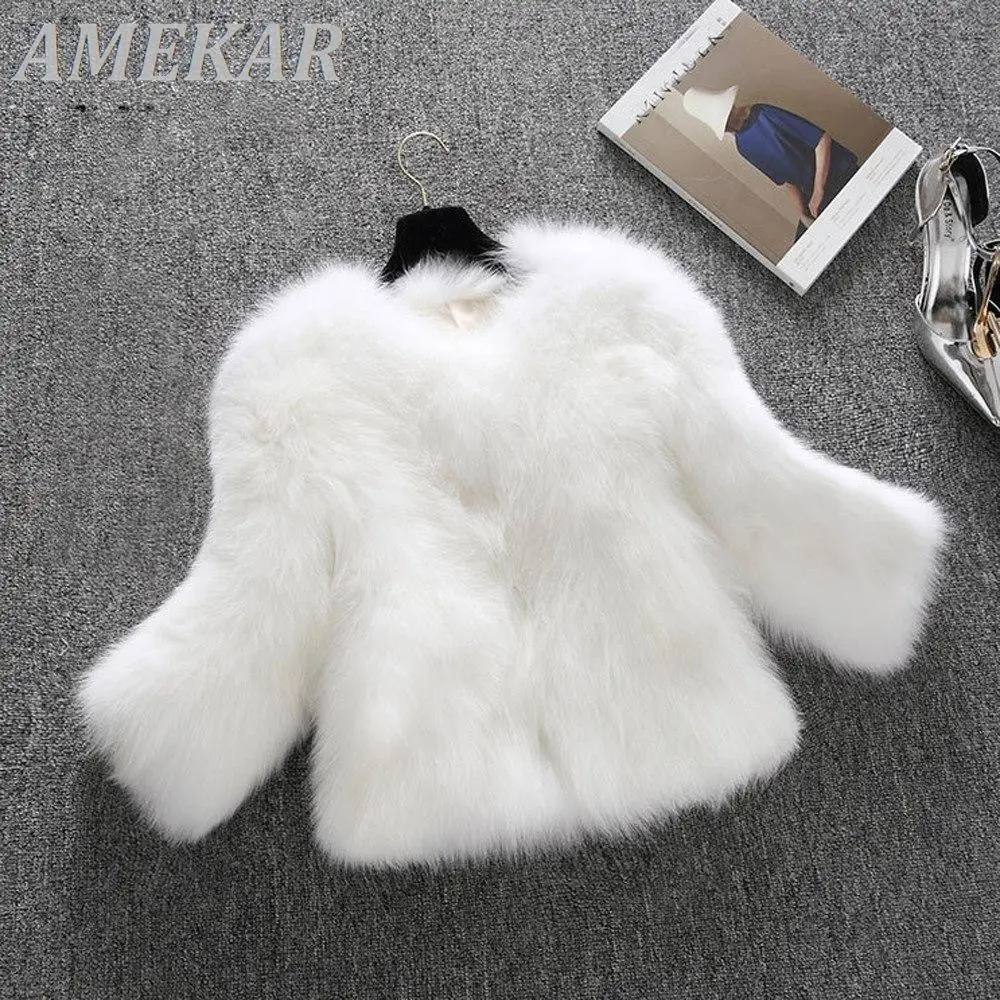Women's Soft Real Fur Coat Jacket Winter Fluffy Waistcoat Outerwear Girl Lady Luxury Elegant Winter Warm Casual Solid Fur Coat