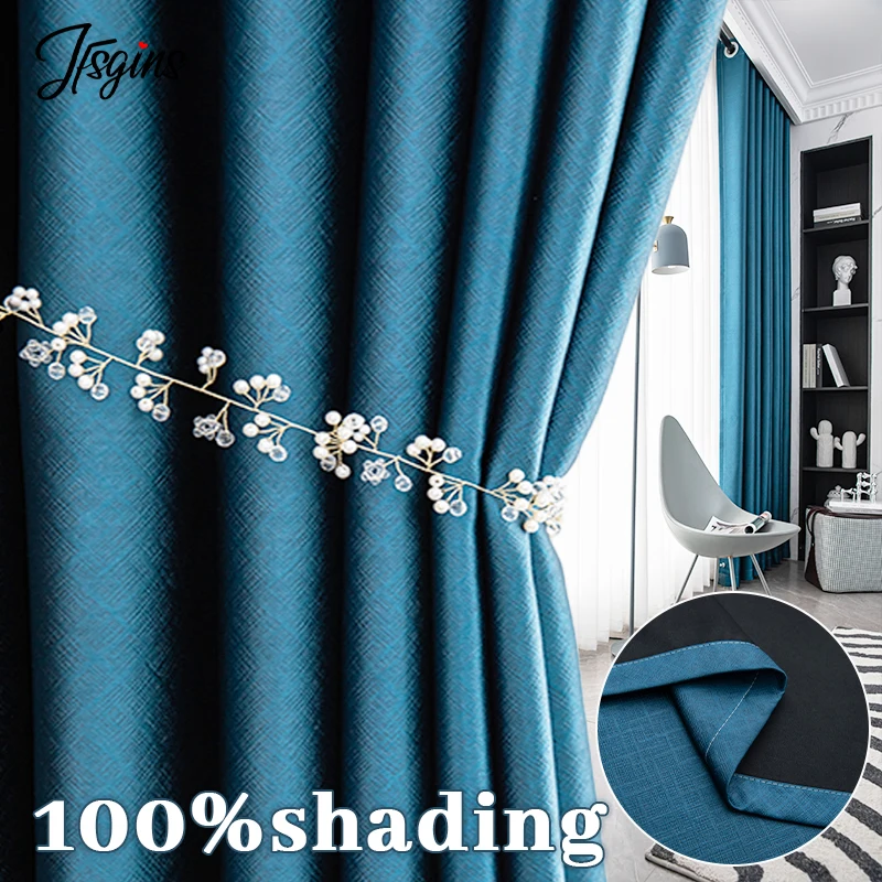 

Modern Full Blackout Curtains for Bedroom Living Room Thermal Blinds for Windows Insulated Tende Finished Cortinas Shading 100%