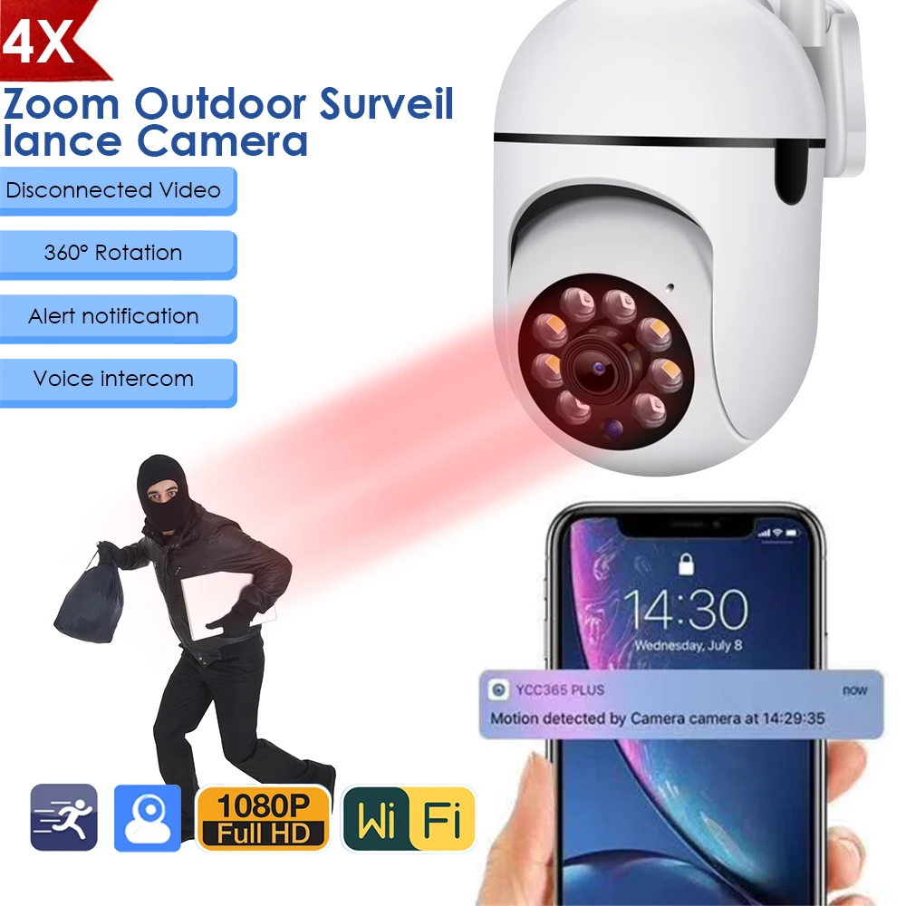 

2.4+5G Dual Frequency WiFi IP Camera Surveillance Camera Color Night Vision Ai Human Detection Security CCTV Mini Camera