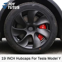 For Tesla Model Y Wheel Cover 19 Inch 4pcs Wheel Cap Car Performance Replacement Full Covers Hub Cap Kit Exterior Accessories