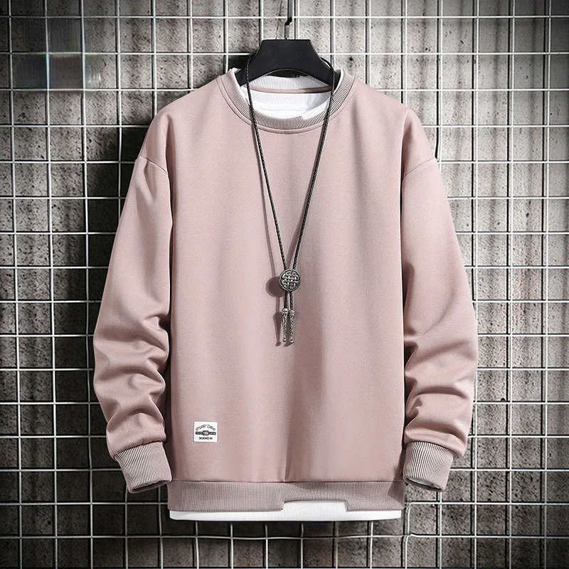 

Свитшот мужской с круглым вырезом, повседневный однотонный пуловер в стиле Харадзюку, базовая верхняя одежда, осень 2021