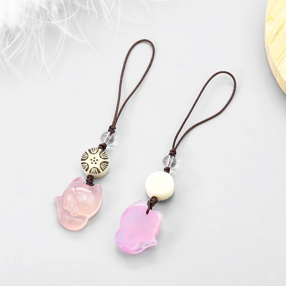 

Халцедон, маленькая лисица, цвет слоновой кости, резьба в виде фруктов, подвеска на цепочке, женский свадебный подарок, аксессуары для украш...