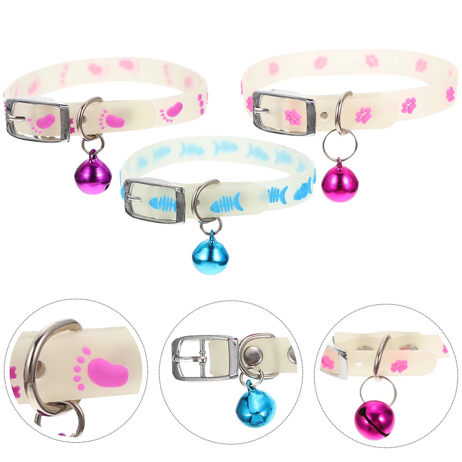

3Pcs Puppy Silicone Collar Decorative Dog Collar Fluorescent Cat Ornament