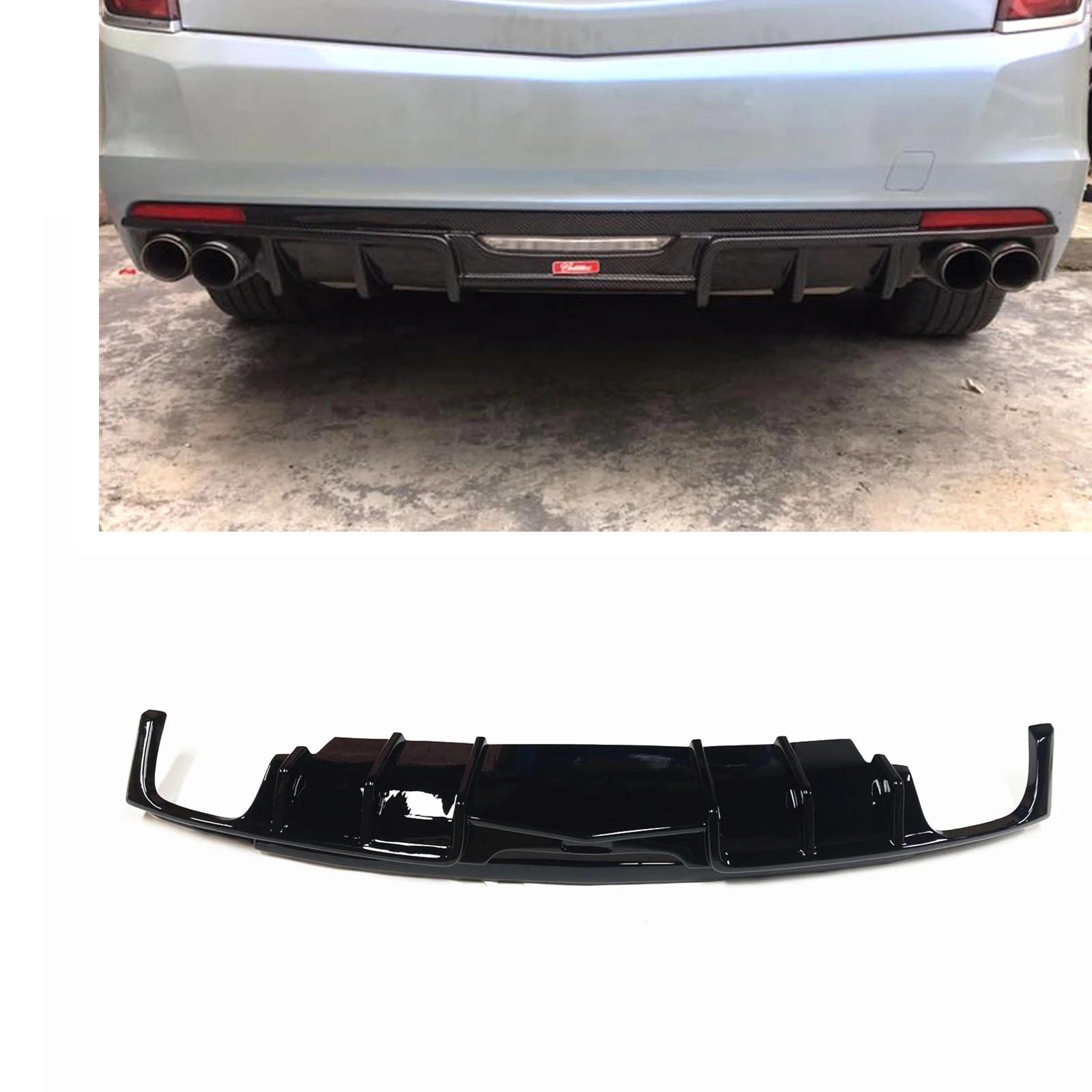 

For Cadillac CT6 2016-2020 Gloss Black Car Rear Bumper Diffuser Lip Refit Boot Exhaust Out Guard Splitter Spoiler Plate Body Kit