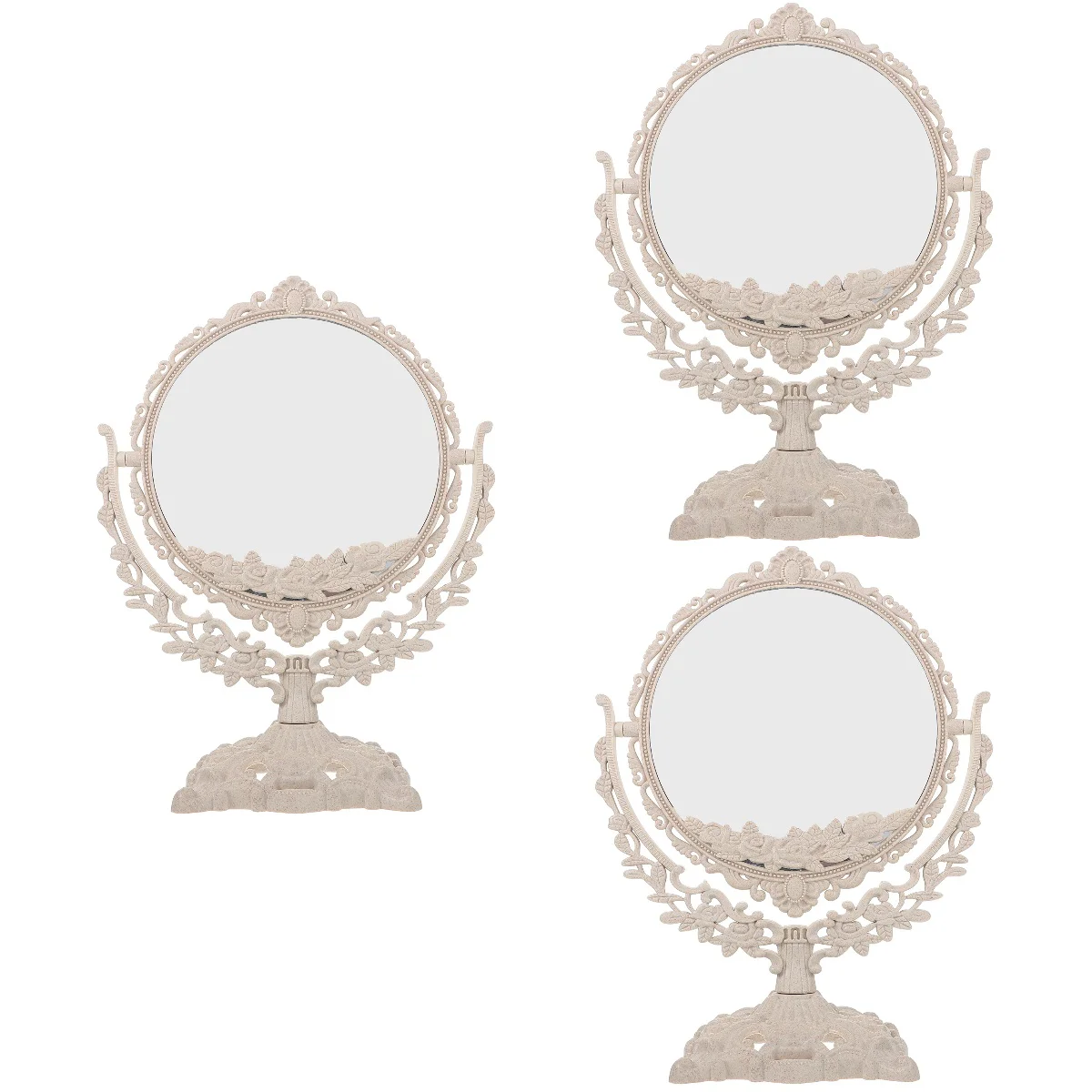 

3 pcs Chic Tabletop Cosmetic Mirror European-type Mirror Retro Pattern Desktop Mirror