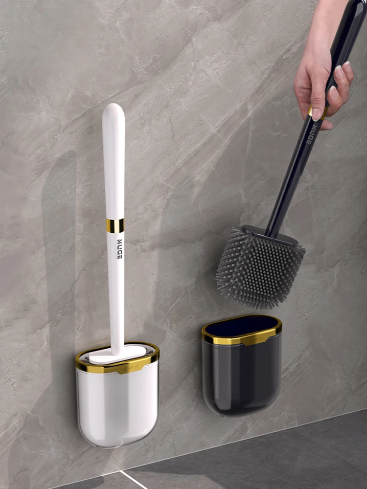 Bathroom Nordic Toilet Brush Wall Mounted Silicone Cleaning Hanging Toilet Brush Modern Toilet Tools escobilla wc Bathroom Items