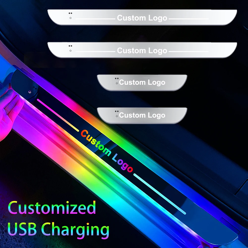 

Customized Car Door Sill Lights with Logo Illuminated Auto LED Pedal Scuff Threshold Plate Welcome Lamp Symphony Wireless Sensor
