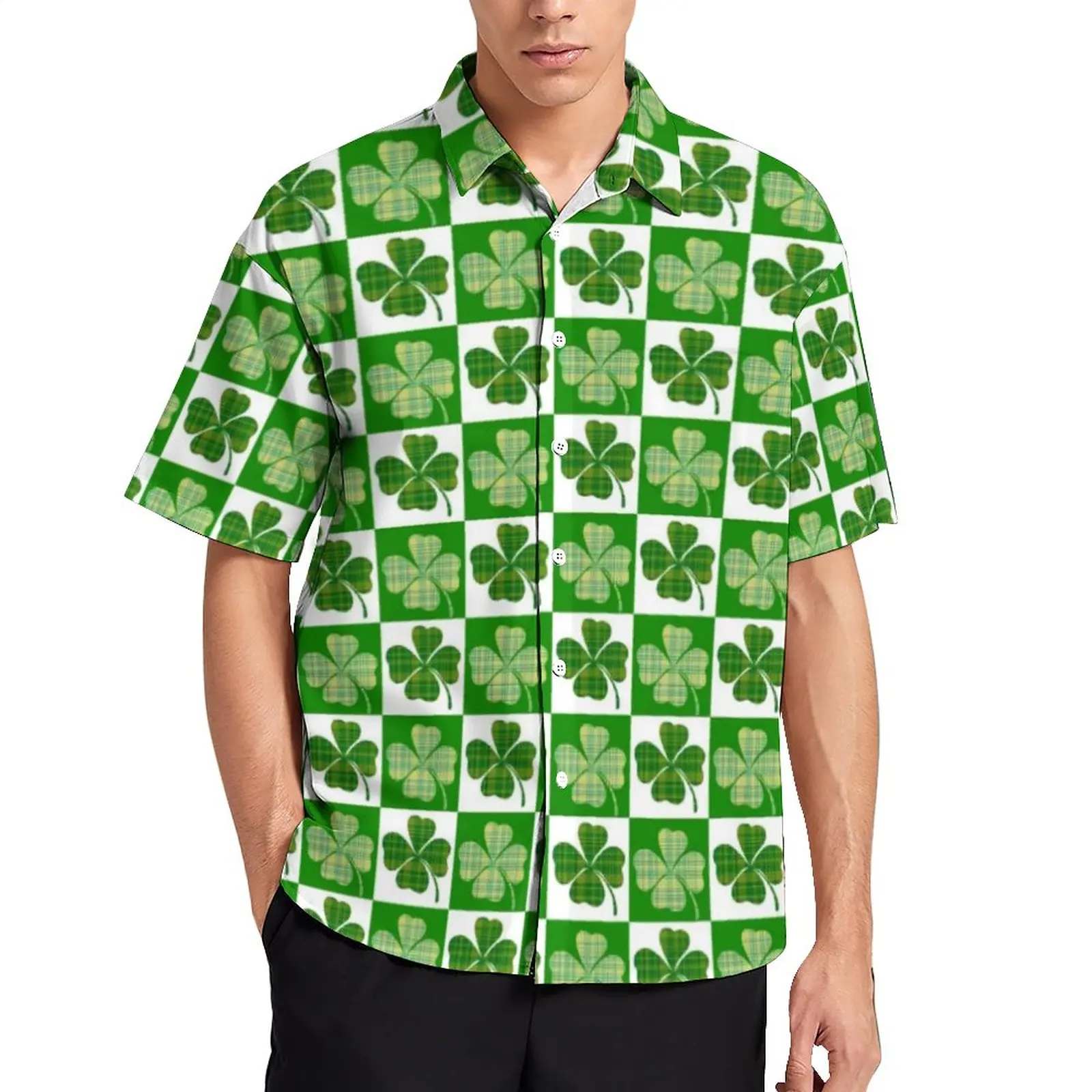 

St Patricks Day Loose Shirt Vacation Patricks Shamrock Pretty Casual Shirts Hawaiian Custom Short Sleeve Trendy Oversize Blouses