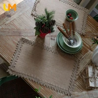 jute table mat macrame for dining table burlap rustic shabby hessian placemat for country wedding decor rectangle coaster set