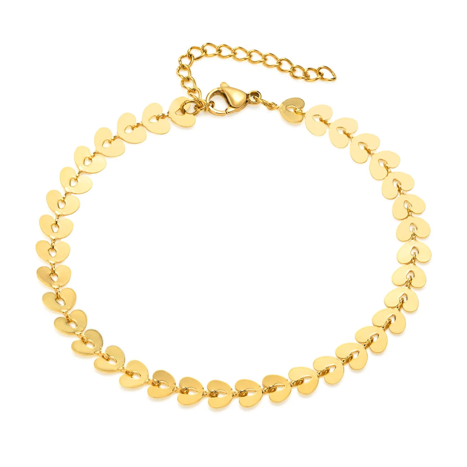 

Bohemian Heart Chain Anklet Bracelet for Women, Stainless Steel Link Heart Anklet