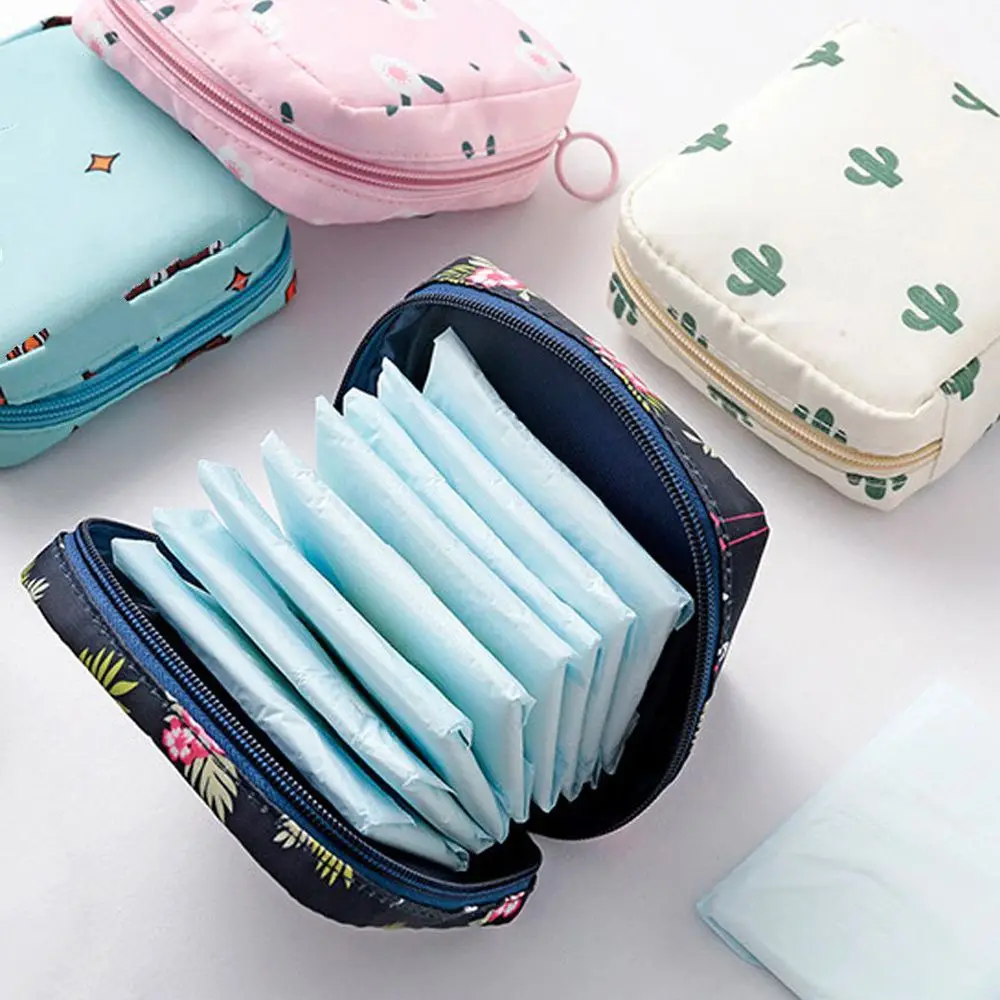 1 Pcs Cute Sanitary Napkin Storage Bag Small Floral Lemon Waterproof Cosmetic Lipstick Coin Purse Travel Accessories Tools | Багаж и сумки