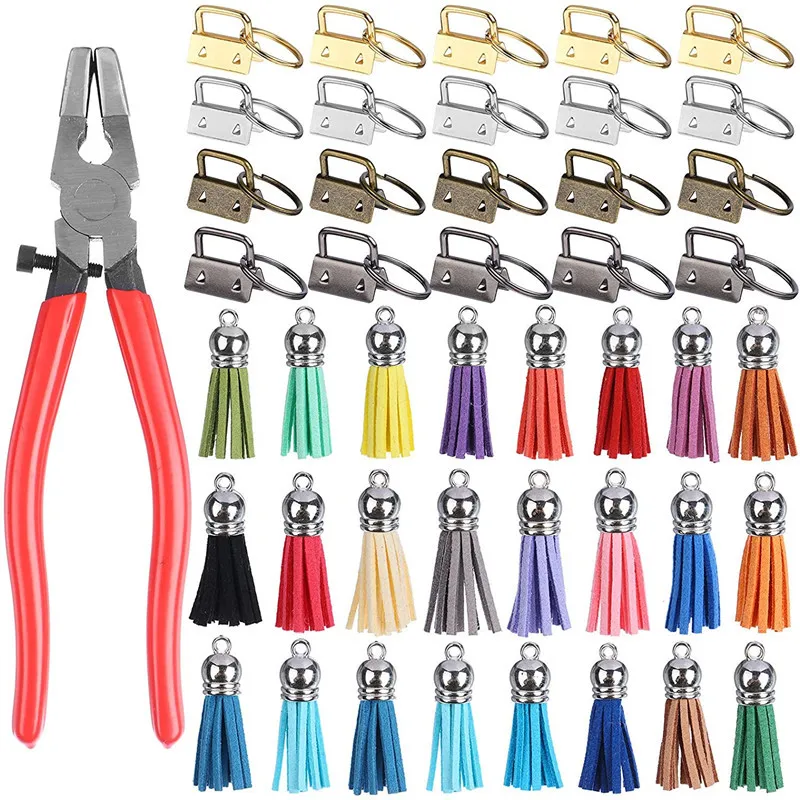 

45Pcs Key Fob Hardware Set Includes 20Key Fob Hardware,24Keychain Tassel 1 Key Fob Pliers, Making Hardware Supplies Install,25MM