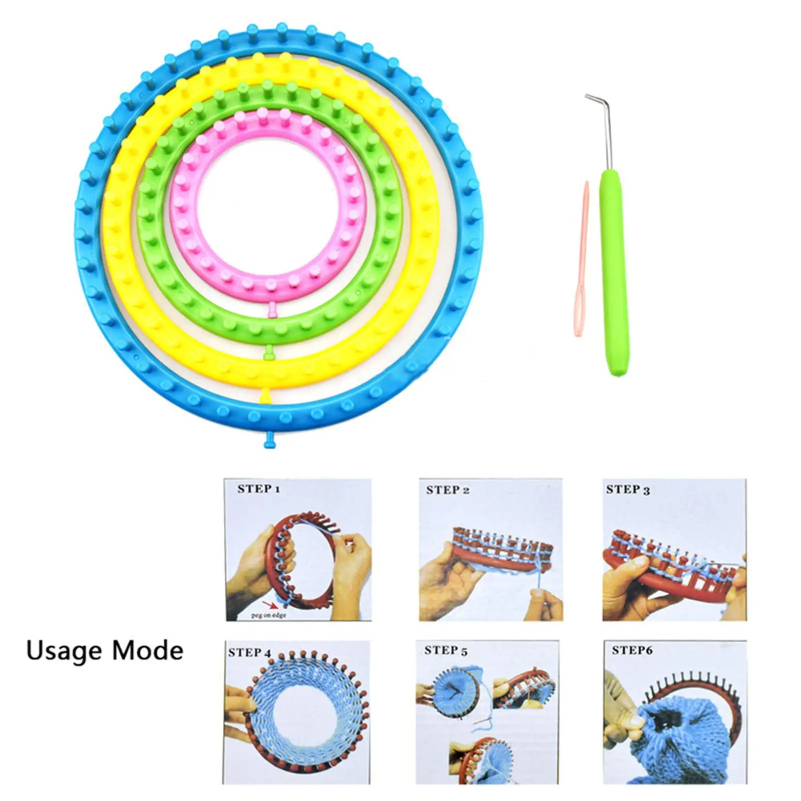 

Circle Looms Knitting Kit with Hook Needle Hat Sweater Sock Knitter DIY Yarn Cord Knitter Premium Quality 14/19/24/29cm Diameter