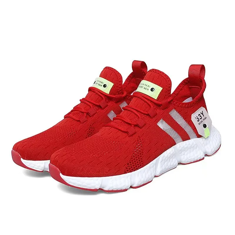 Men Breathable Running Red Pink Tennis Shoes Comfort Casual 