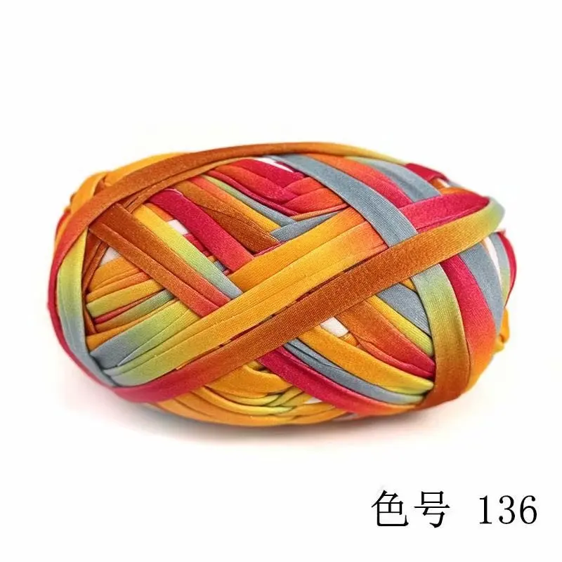 

Wholesale 100% Polyester T Shirt Yarn Ribbon Fabric Yarn for Hand Knitting 100g Skein Fancy Yarn Colorful Yarn Chunky Yarn