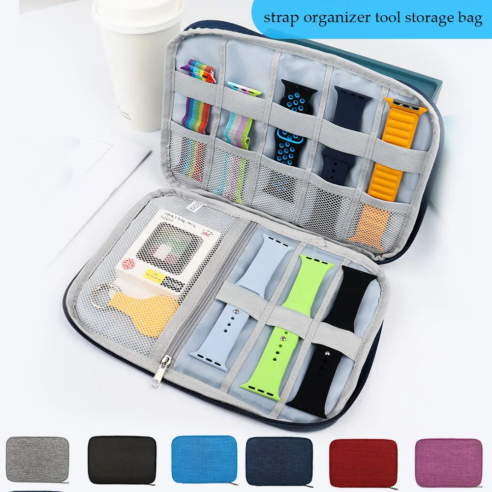 

Multifunction Portable Watch Strap Organizer Watch Band Box Storage Bag Watchband Holder Watch Travel Case Pouch Black Gray 2022