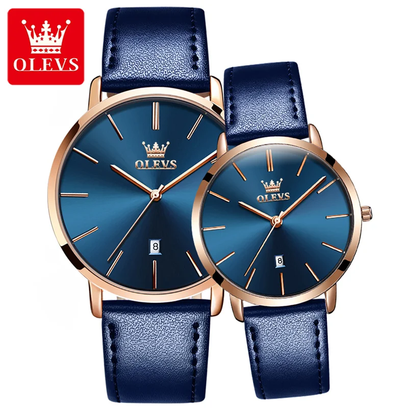 Original OLEVS Couple Watch His Hers Watch Sets Waterproof Lover's Wristwatch Gifts for Men Women Quartz Watches 2023