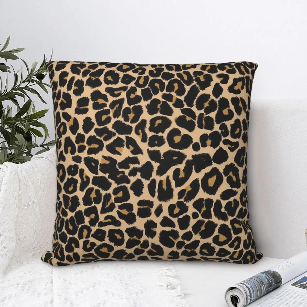 

Leopard Print Traditional Colours Throw Pillow Case Leopard Backpack Cushions Covers DIY Printed Reusable Chair Decor