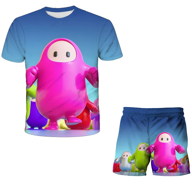 2023 Summer Hot Games Stumble Guys 3D Print Tee Girl Top Children Cartoon Short Sleeve Boys T-shirt Casual T-shirt Shorts