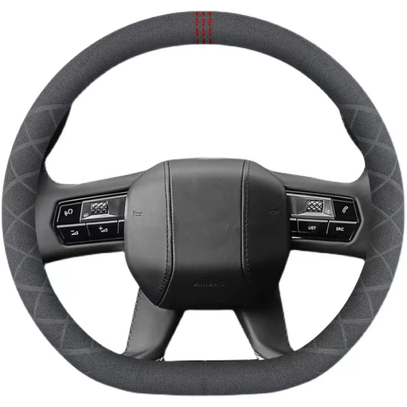 

Black Suede Genuine Leather Car Steering Wheel Cover For Citroen DS5 DS 5 DS5LS DS 5LS DS4S DS 4S DS6 DS 6 Auto Accessories