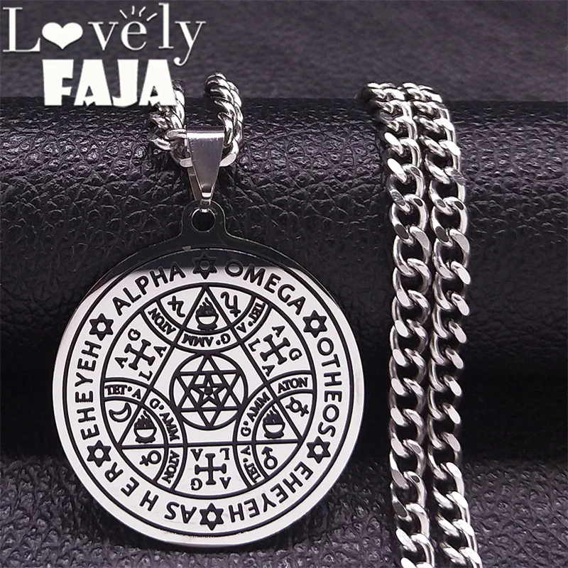 

Tetragrammaton Talisman Enochian Angel Magic Amulet Necklace Stainless Steel Star David Alpha Omega Eheyeh AGLA Necklaces N3211S