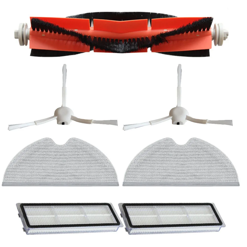 

7 Pcs Roller Brush Set Cleanning Tools Vacuum Parts (1*Roller Brush 2*Mop Cloths 2*Side Brushes) Household Supplies