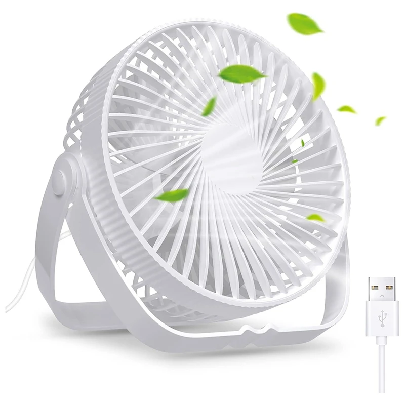 

Silent Powerful Portable Mini Cooling Fan Rechargeable Battery Fan 3 Speeds Adjustable 360° White