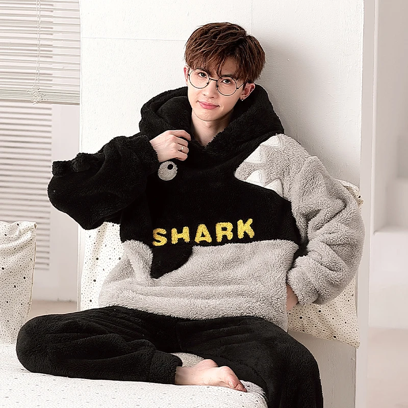 Пижамный мужской комплект из кораллового флиса цвета в ассортименте |