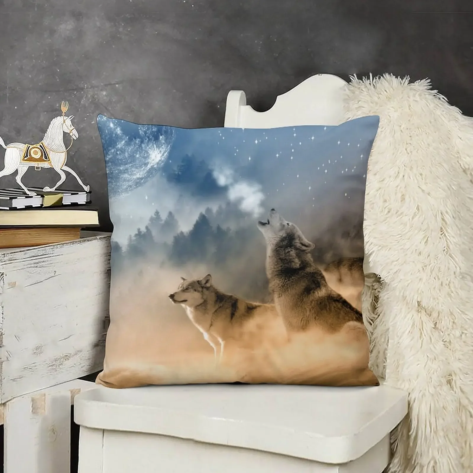 Подушка с изображением волка аниме подушки для декоративного дивана наволочка