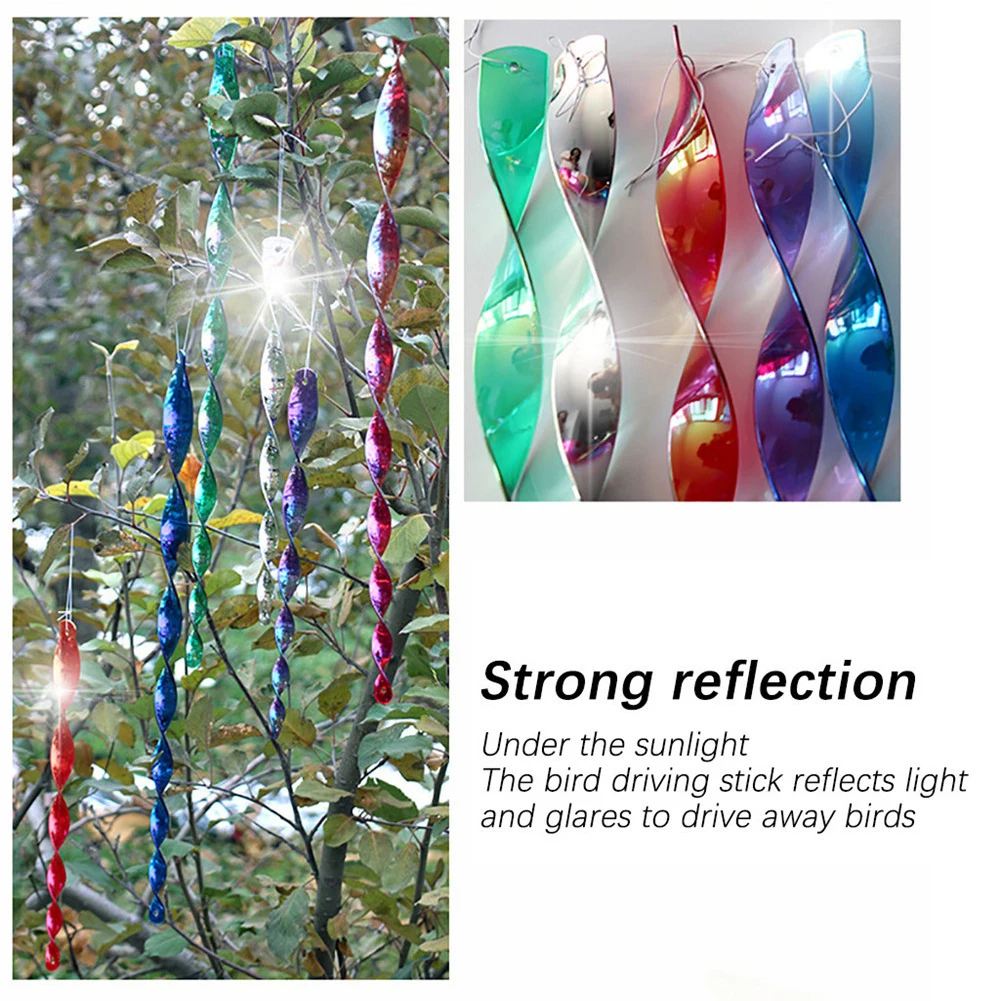 

10pcs Woodpecker Safety Practical Reflective Spiral Yard Orchard Deterrent Rods Wildlife Pigeon Repeller Repel Home Garden Patio