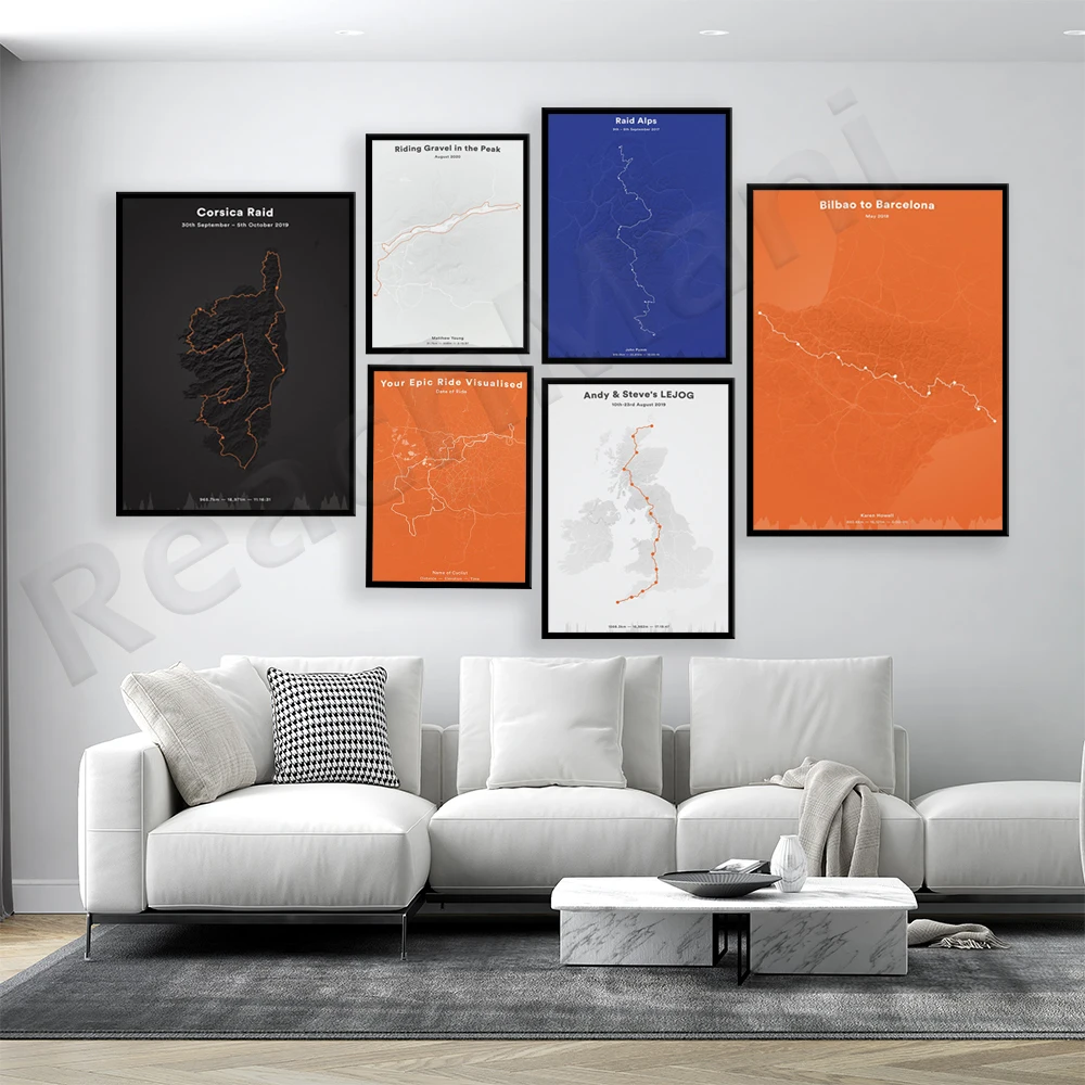 

Mapping Your Ride - Decorative canvas print poster for any ride or run,
