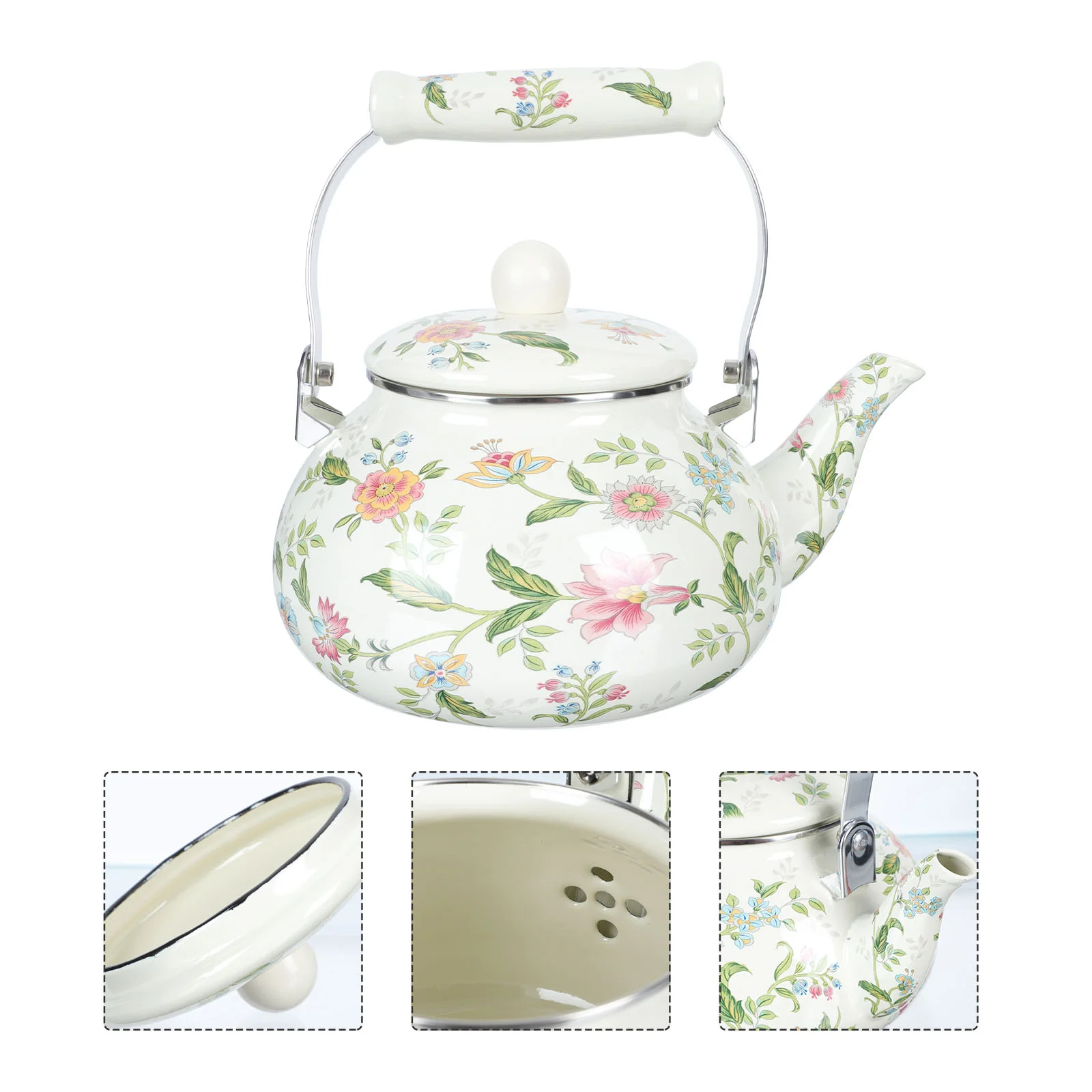 

Kettle Tea Enamel Teapot Stovetop Potceramic Water Stovewhistling Porcelain Enameled Vintage Kettles Pots Floral Coffee Japanese