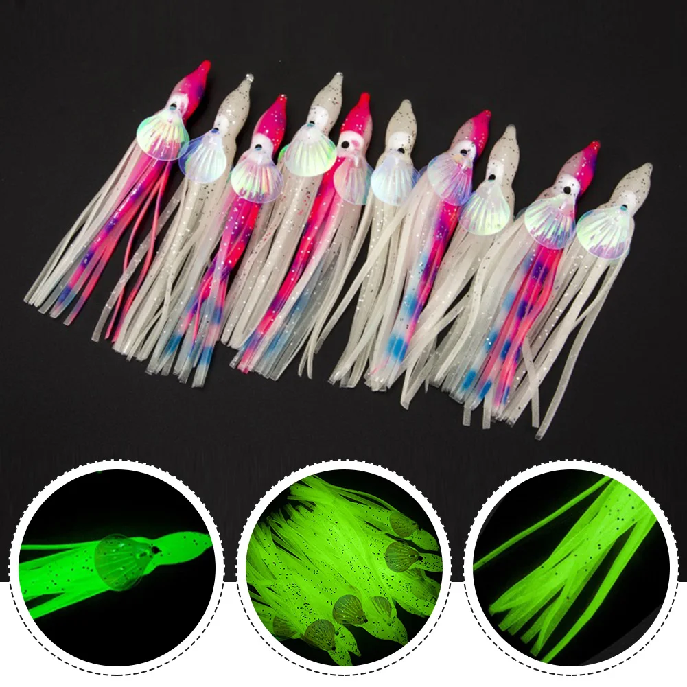 

10pcs 5/6/10cm Luminous Octopus Squid Skirts Lure Saltwater Fish Soft Lures Jig Tackle Artificial Bait Fishing Tackle Accessory