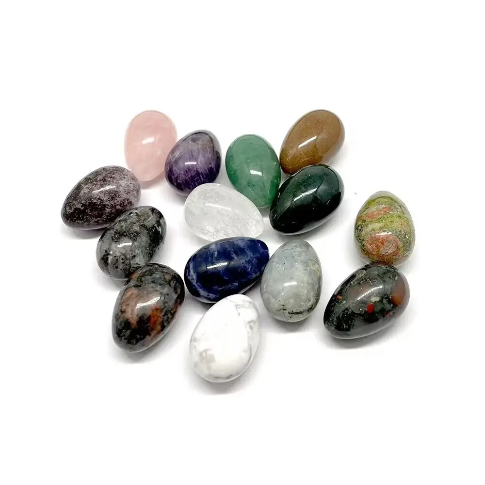 

20x30mmEgg Shaped Stones Natural Gemstone Hand Polished Craft Gifts Room Ornament Healing Crystals Rose Quartz Agate Home Decor