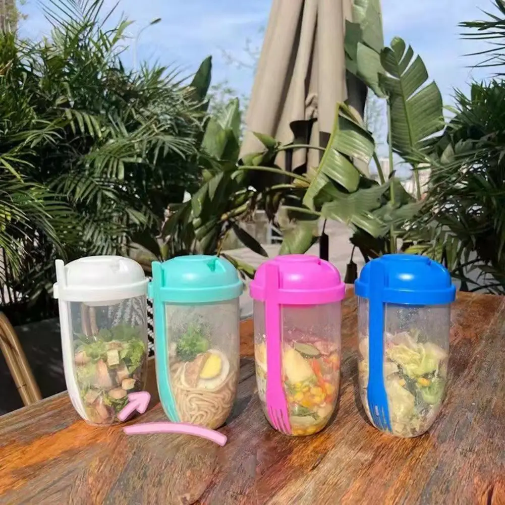 Salad Cup with Bowl Portable Salad Cup with Lid Fork Ideal for Office Students Weight Loss Capacity Transparent Body Salad Cup