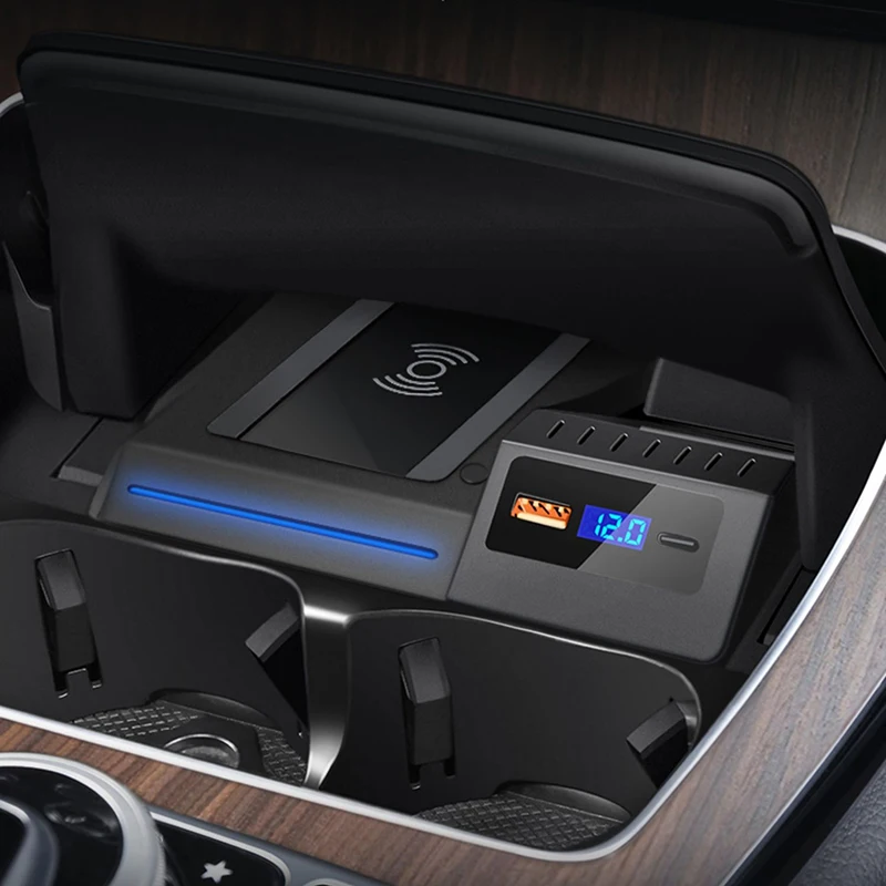 

Беспроводное зарядное устройство 15 Вт для Mercedes Benz W205 AMG C43 C63 GLC X253 2014-2021