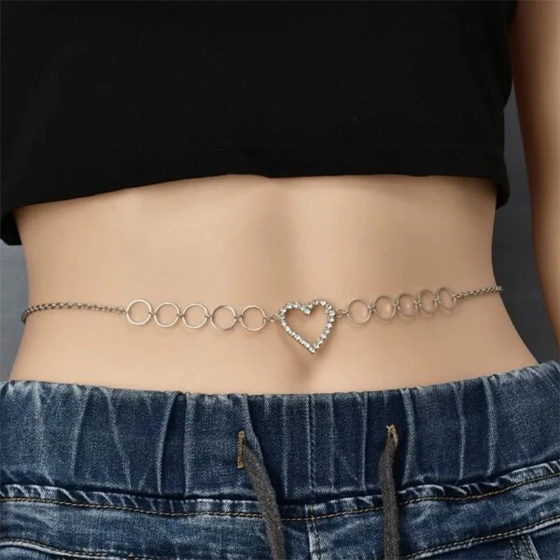 

Trend Rhinestone Waist Chain Advanced Feeling Fashion Temperament Love Geometric Circle Crystal Waist Chain Women Jewelry Gift
