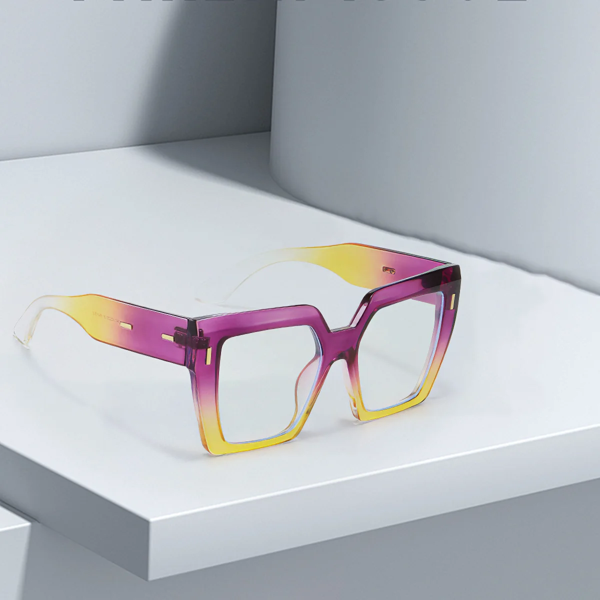 Простые очки с блокировкой синего света. Черные квадратной формы. Синяя линия и