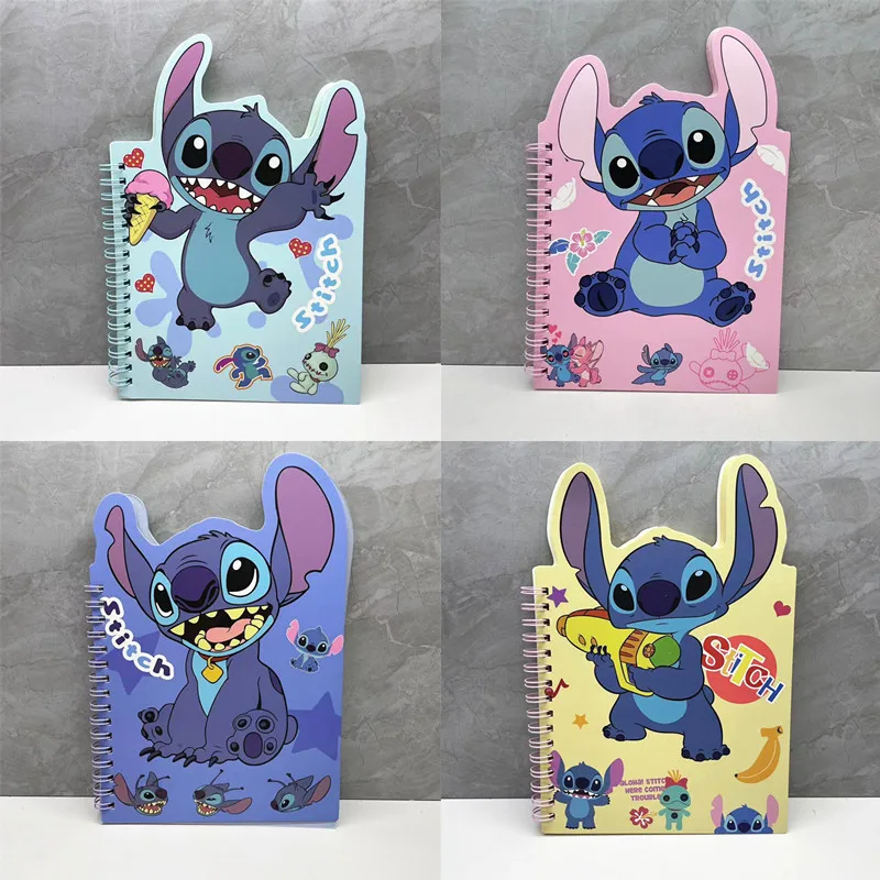 Новый блокнот с катушкой в стиле аниме Disney Stitch портативный Kawaii ежедневные
