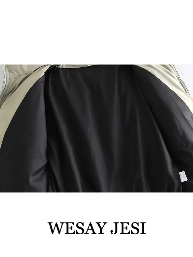 WESAY JESI Women's Winter Coats Warm Cotton Clothes Fashion Solid Color Simple Long Sleeve Zipper Pocket Female Loose Chic Tops