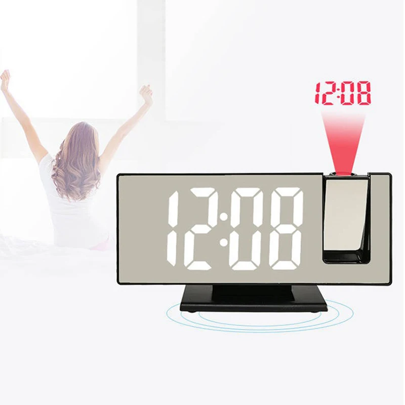 

Digital Alarm Clock Projection Clock LED Clock Temperature Snooze Dimmer Bedroom Bedside Clock Table Electronic Alarm Clock