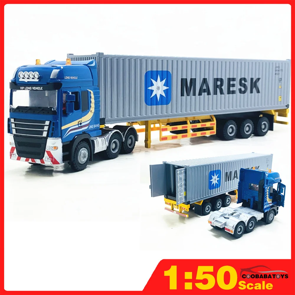 

Scale 1/50 Container Trailers Metal Diecast Alloy Toy Car Model Trucks For Boys Children Kids Toys Vehicles Hobbies Collection