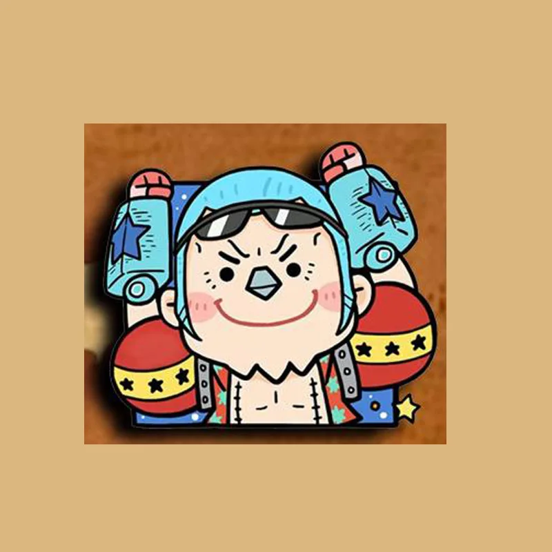 Фото Магнит на холодильник One Piece: Монки Д. Луффи, Ророноа Зоро, Фрэнки, Усопп — квадратная Q-версия, милые иллюстрации в стиле манга, акриловые, с изображением половины головы персонажей №4