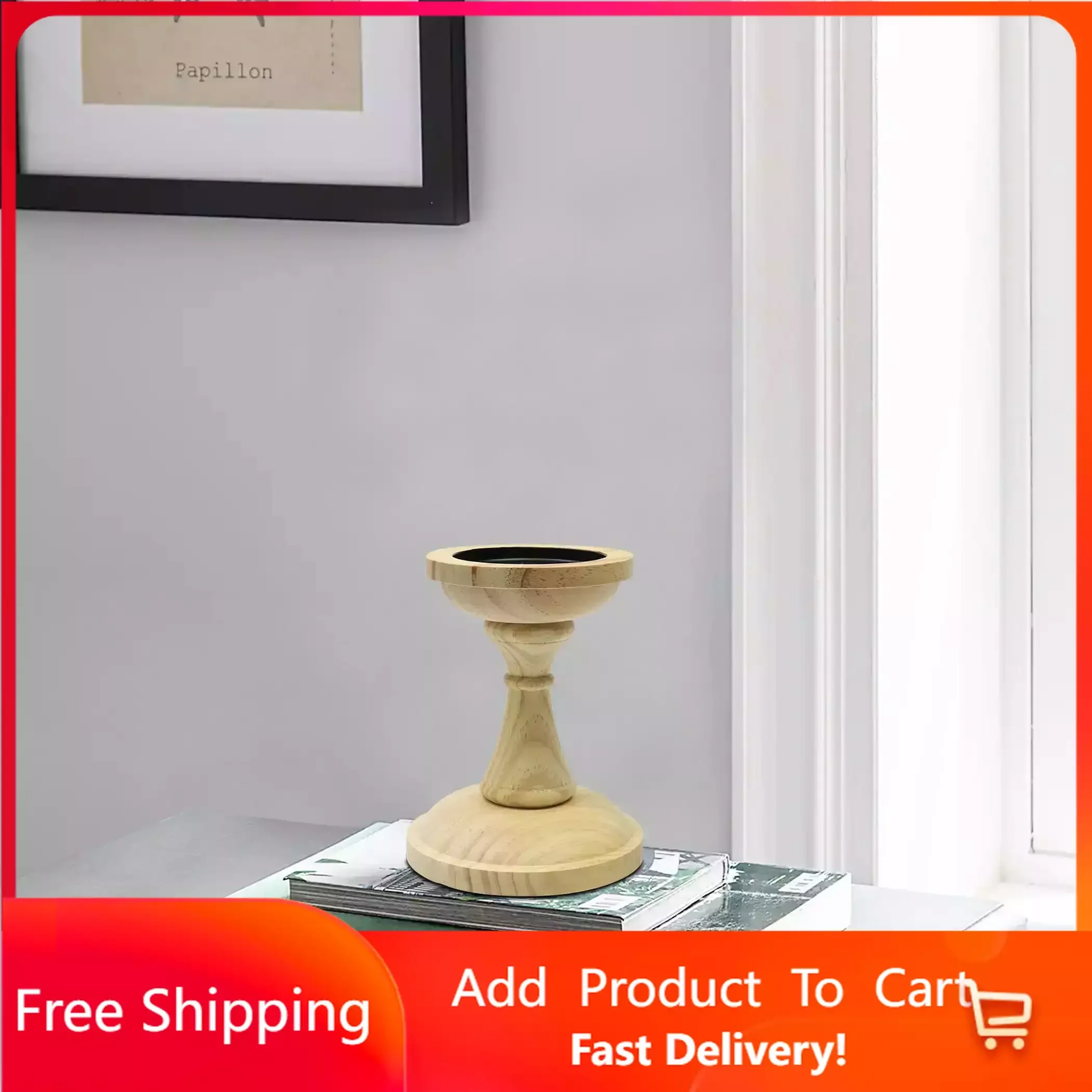 

6.5" Medium Wood Candle Holder Home Decoration Wedding Decoration Free Shipping