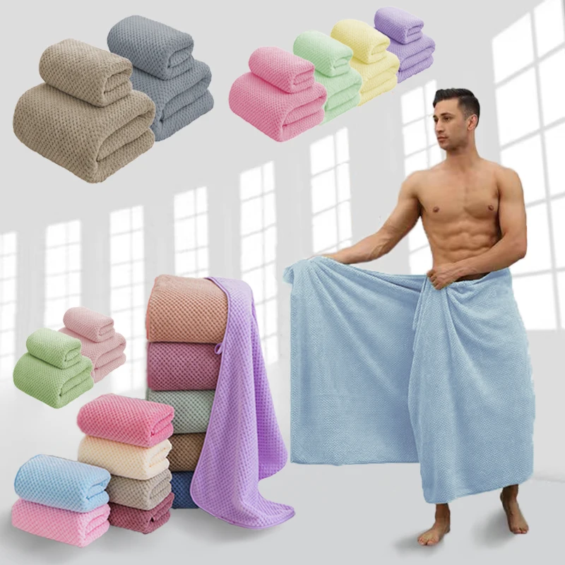 +towel 2 Set/ Coral Fleece Pineapple Grid/ Super Absorbent/hemming, Lanyard Design/ Multiple Colors To Choose From