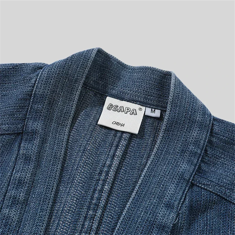 Джинсовые куртки в японском стиле винтажный потертый кардиган пальто-кимоно