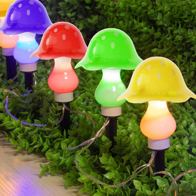 8Pcs LED Solar Mushroom Lamp Outdoor Solar String Lights 8 Lighting Modes IP65 Waterproof Cute Mushroom Landscape Stake Light 5