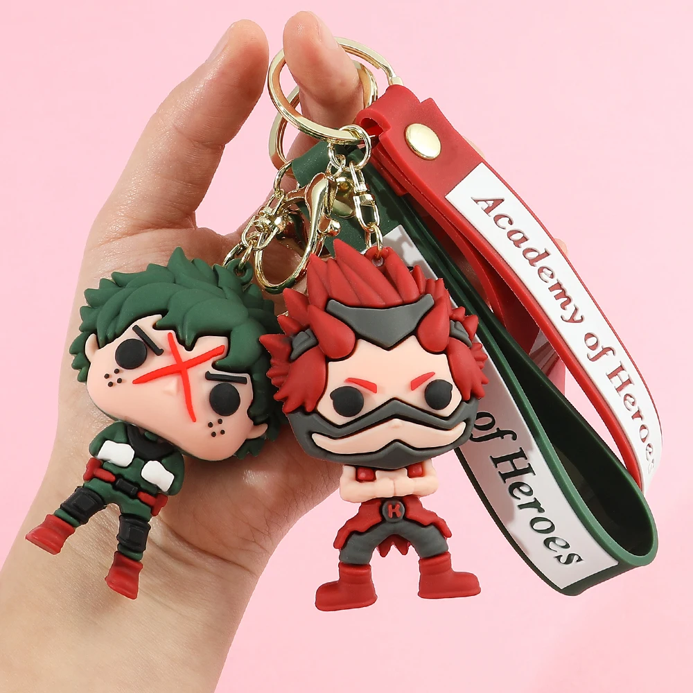 

Hot Anime My Hero Academia Keychain Cartoon PVC Characters Midoriya Izuku Bakugo Katsuki Todoroki Shoto Charm Key Chain